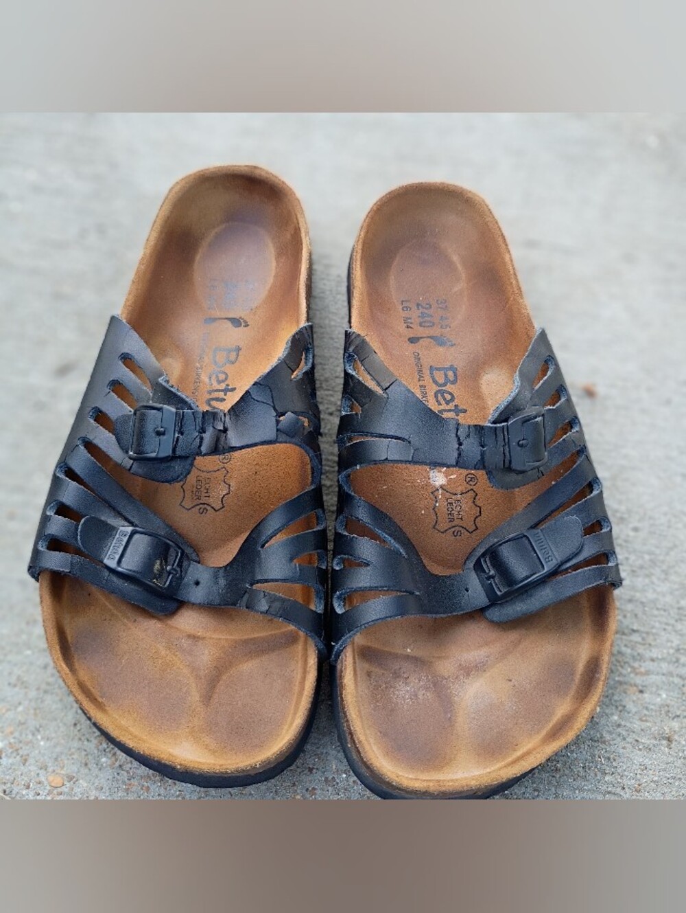 Birkenstock Granada Black  Sandals Sz 39 L6 M4 Slides Germany